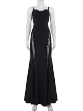 Sexy Lace Patchwork See Through Sling Maxi Dress