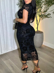 Sheer Mesh Bodycon Dress And Slip Dress Two Piece Set