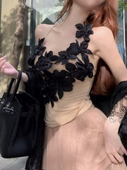 Fashion FIower Decor Spaghetti Strap Vest