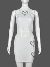 Sexy Hollow out Heart Shaped Vest Short Skirt Set