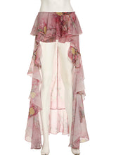 Fashion Floral Print Vacation Ruffles Skirts