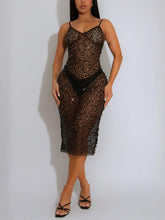 Sexy Sequin See Through Night Club Midi Dress