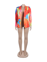 Fashion Print Long Sleeve Casual Blazer