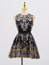 Elegant Round Neck Sleeveless Print Mini Dress