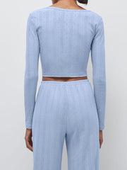 Casual Crop Top And Trousers Home Clothes