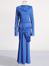 Fashion Solid Patchwork Metal Buckle Dress