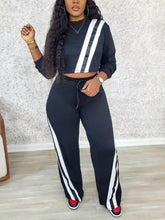 Striped Sweatshirt and Pants Sports Casual Set