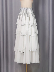 Fashion Sheer Mesh Ruffles Maxi Skirt