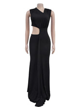 Sleeveless Cutout Asymmetrical Bodycon Maxi Dresses