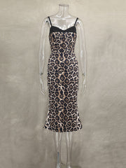 Sexy Layered Bra-Detail Fishtail Midi Dress