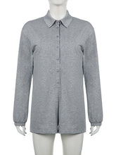 Pure Buckle Patchwork Loose Collar Rompers