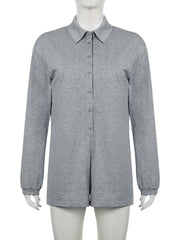 Pure Buckle Patchwork Loose Collar Rompers