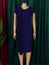 Round Collar Ruffles Package Hip Dress