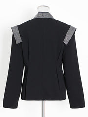 Fashion Patchwork Rhinestone Slim Blazer