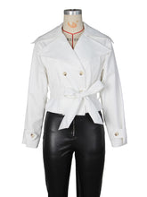 Fashion Double-breasted Lace-up Cropped Trench Coat