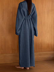 Casual V Neck High Waist Slit Maxi Dress