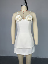 Spaghetti Strap Flower Tops Mini Skirt Two Piece Set