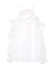 Romantic Spaghetti Strap Backless Ruffle Layered Tops