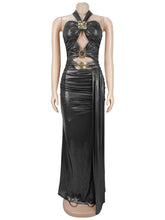 Sexy Halter Tie Backless High Split Maxi Dress