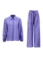 Patchwork Lace Embroider T-shirt Wide Leg Pant Sets