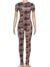 Sexy Leopard Printed Backless Fitted Jumpsuits
