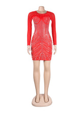 Sexy Rhinestone Feather Bodycon Mini Dress