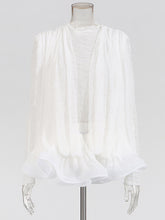 Elegant Sheer Mesh Ruffle Mini Dress Two-Piece Set