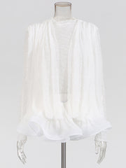 Elegant Sheer Mesh Ruffle Mini Dress Two-Piece Set