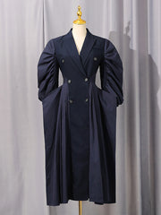 Fashion Puff Sleeve Double-Breasted Coat