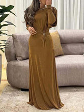 Elegant Round Neck Slim Maxi Dress