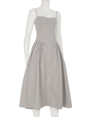 Sexy Spaghetti Strap Ruched A-line Maxi Dress