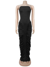Sexy Strapless Bodycon Ruched Maxi Dress