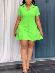 Casual Ruched Front Shirt Dress