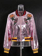 Vintage Floral Embroidery Short Leather Jacket