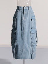 Casual Multi-pocket Cargo Denim Skirt