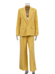 Fashion Loose Blazer and Wide Leg Trouser Suit