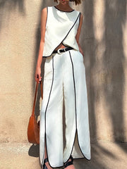 Loose Sleeveless Tank Top And Wide Pants Set