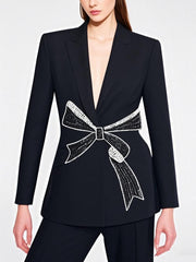 Fashion Bowknot Decorate Slim Blazer