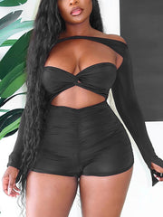 Sexy Off Shoulder Knot Hollow Out Detail Rompers