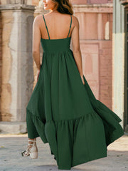 Sexy Lace Slim Hem Ruffle Strap Maxi Dress