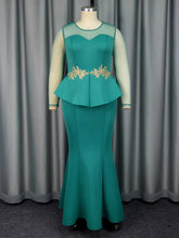 Fashion Mesh Patchwork Ruffle Party Evening Dress