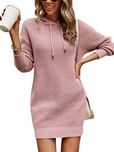 Casual Comfy Drawstring Hooded Sweater Dress