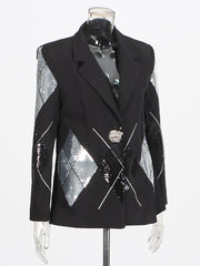Fashion Sequin One Button Blazer