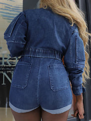 Boutique Fashion Denim Washed Romper