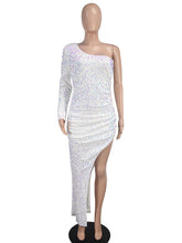 One-shoulder Sequin Irregularity Dress