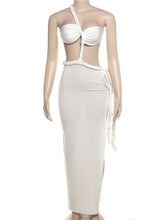 Sexy Hollow Out Backless High Split Rope Twirl Dress