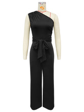 Elegant One-Shoulder Belted Jumpsuit