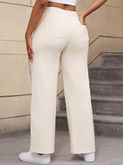 Casual High-Waist Straight-Leg Jeans