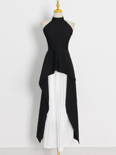 Sleeveless Stand Collar Ruffles Patchwork Pleated Dress