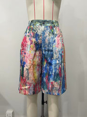 Multicolor Casual Pocket Straight Shorts